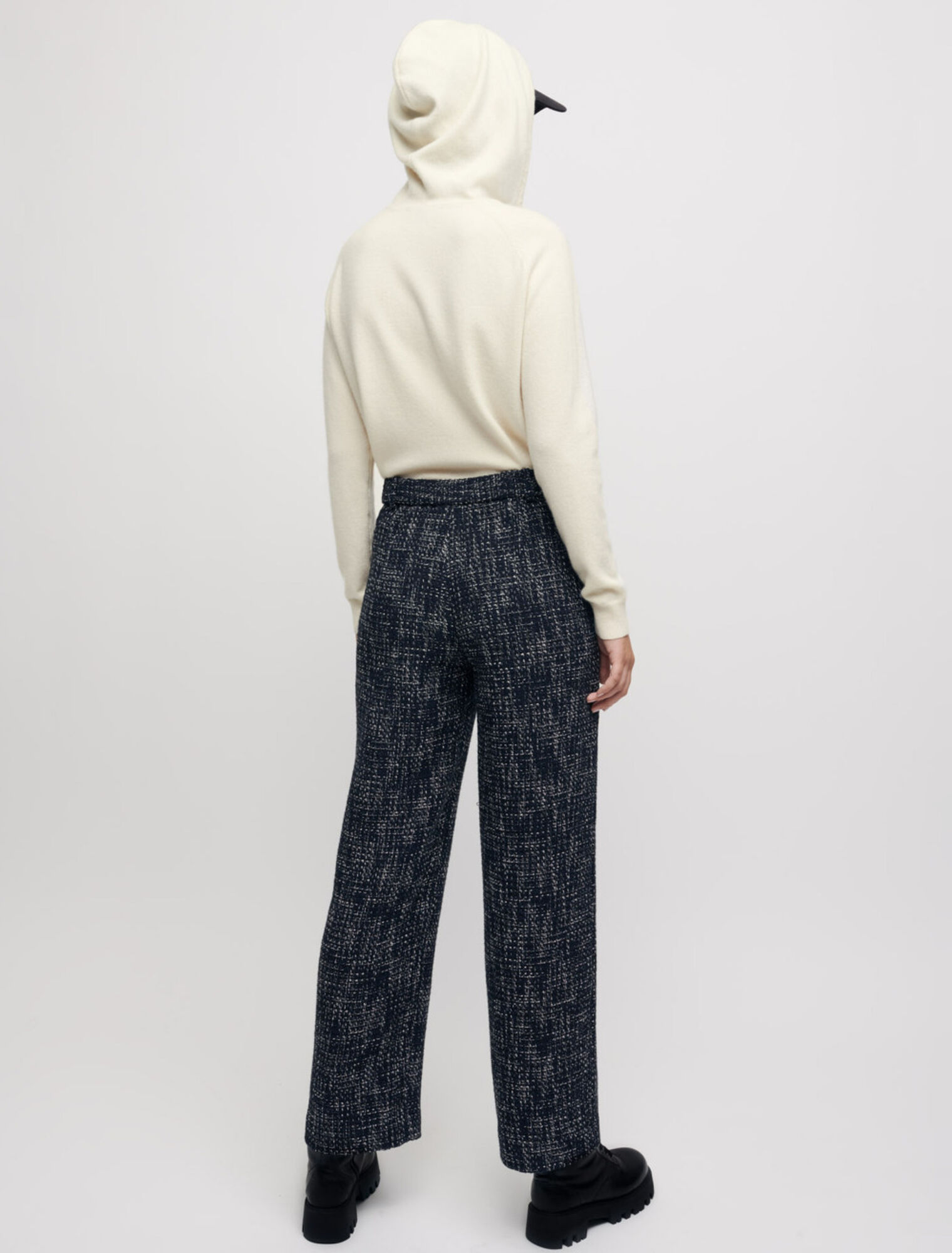 Pantalón ancho de tipo tweed