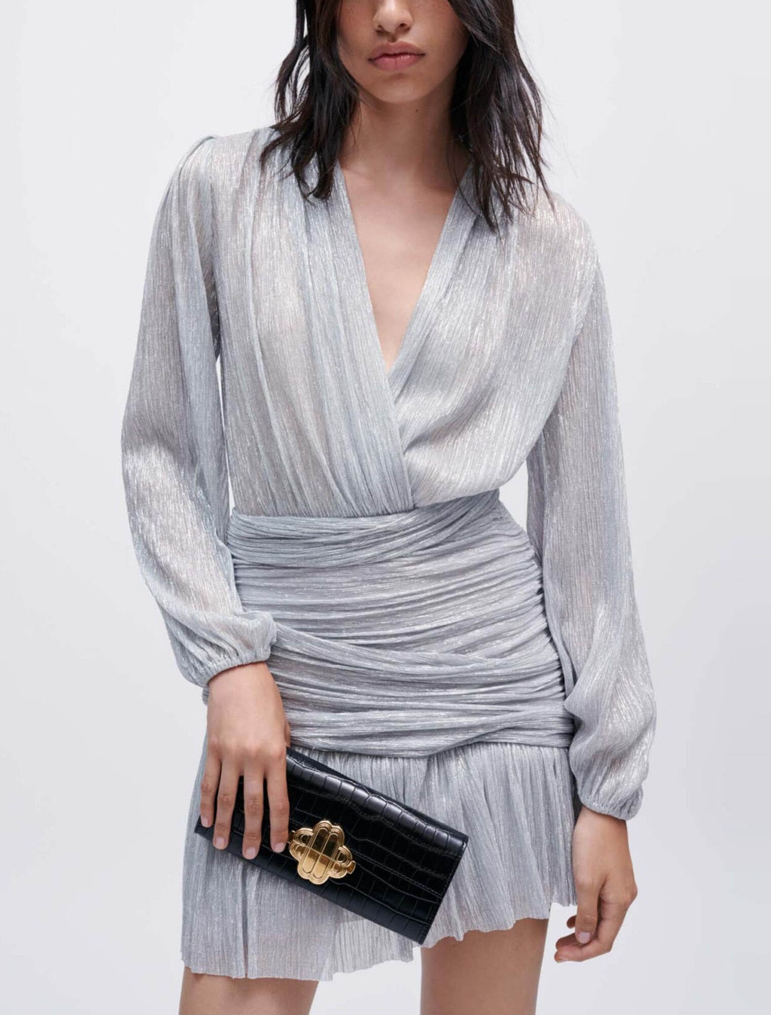 Vestido drapeado de lurex