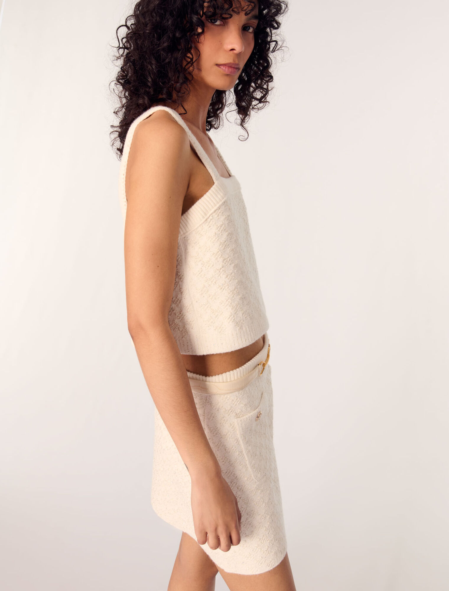 Falda de punto efecto tweed