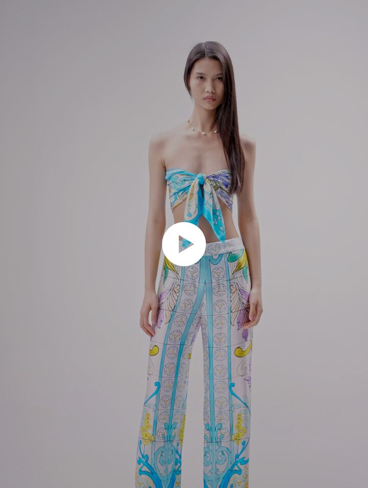 Pantalón satinado estampado