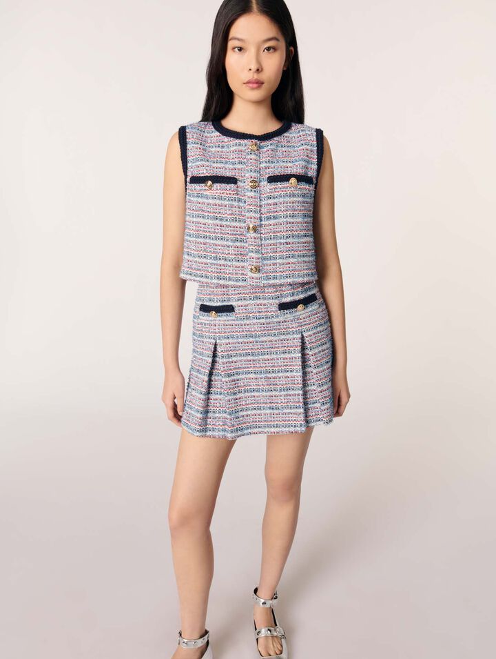 Vestido corto 2 en 1 de tweed