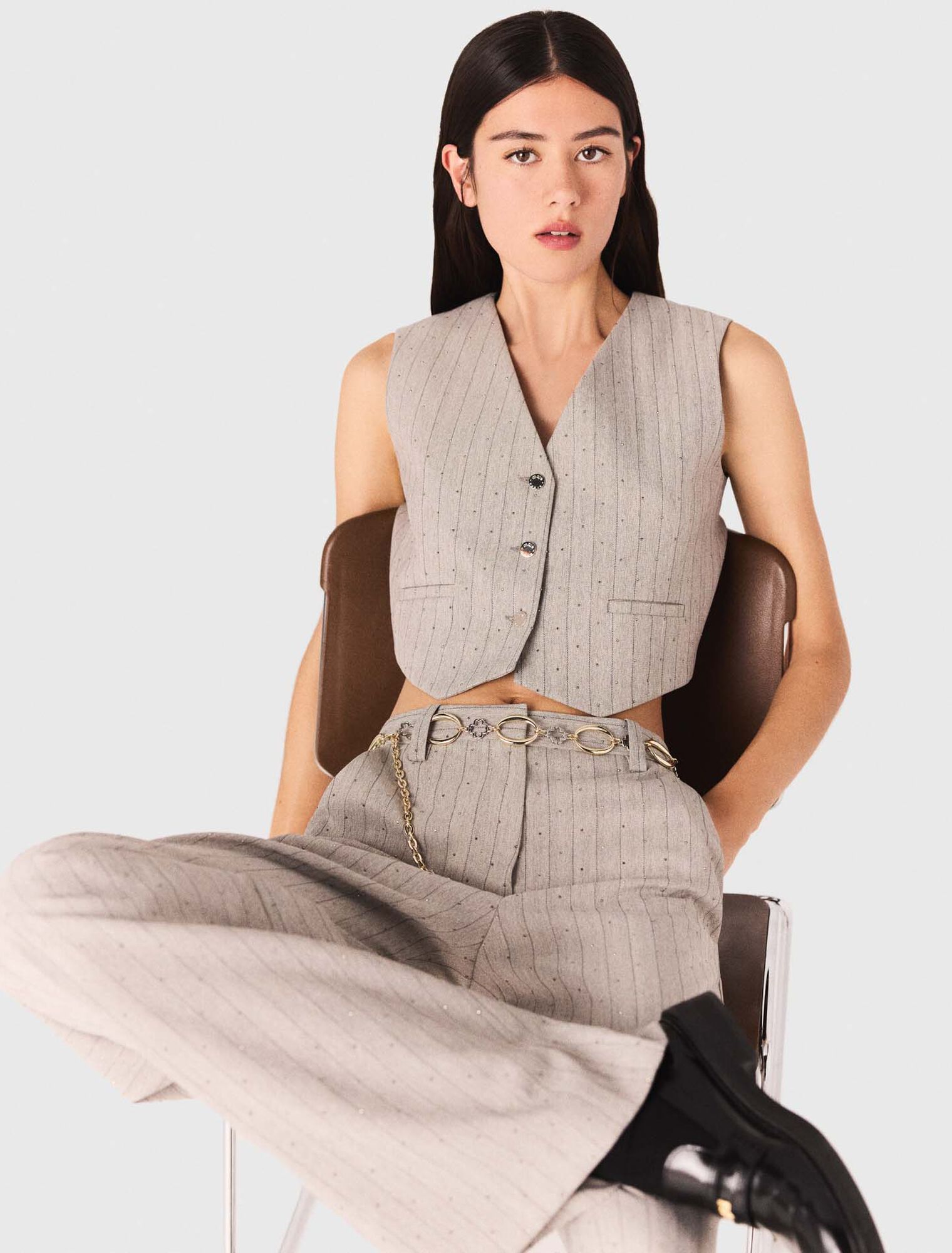 Pantalón de traje con strass