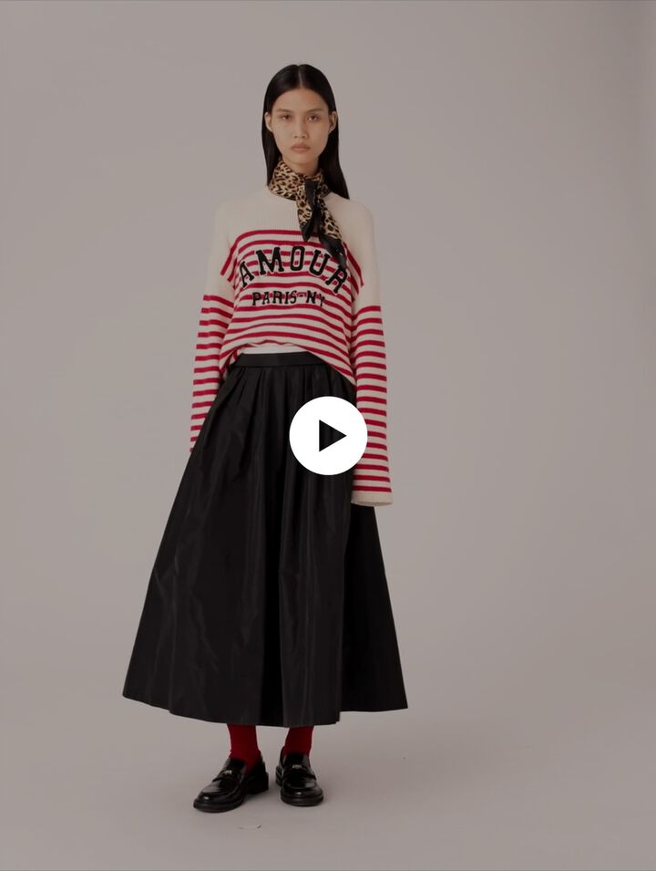 Falda larga con cintura en contraste