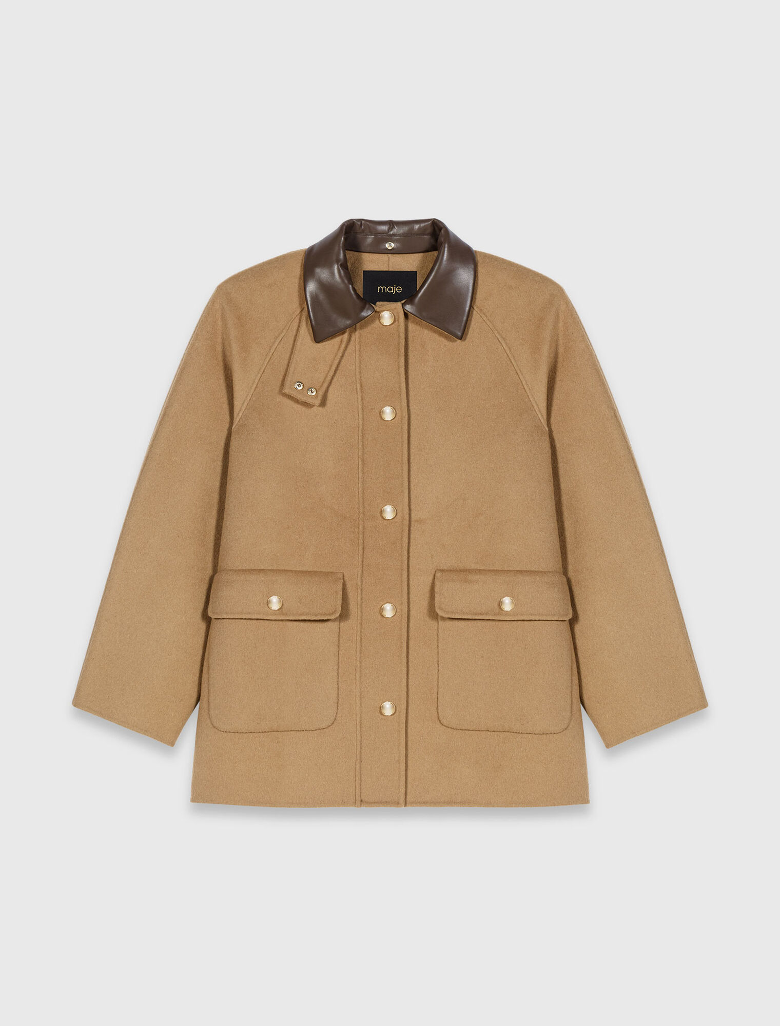 Abrigo de lana con capucha extra&iacute;b.