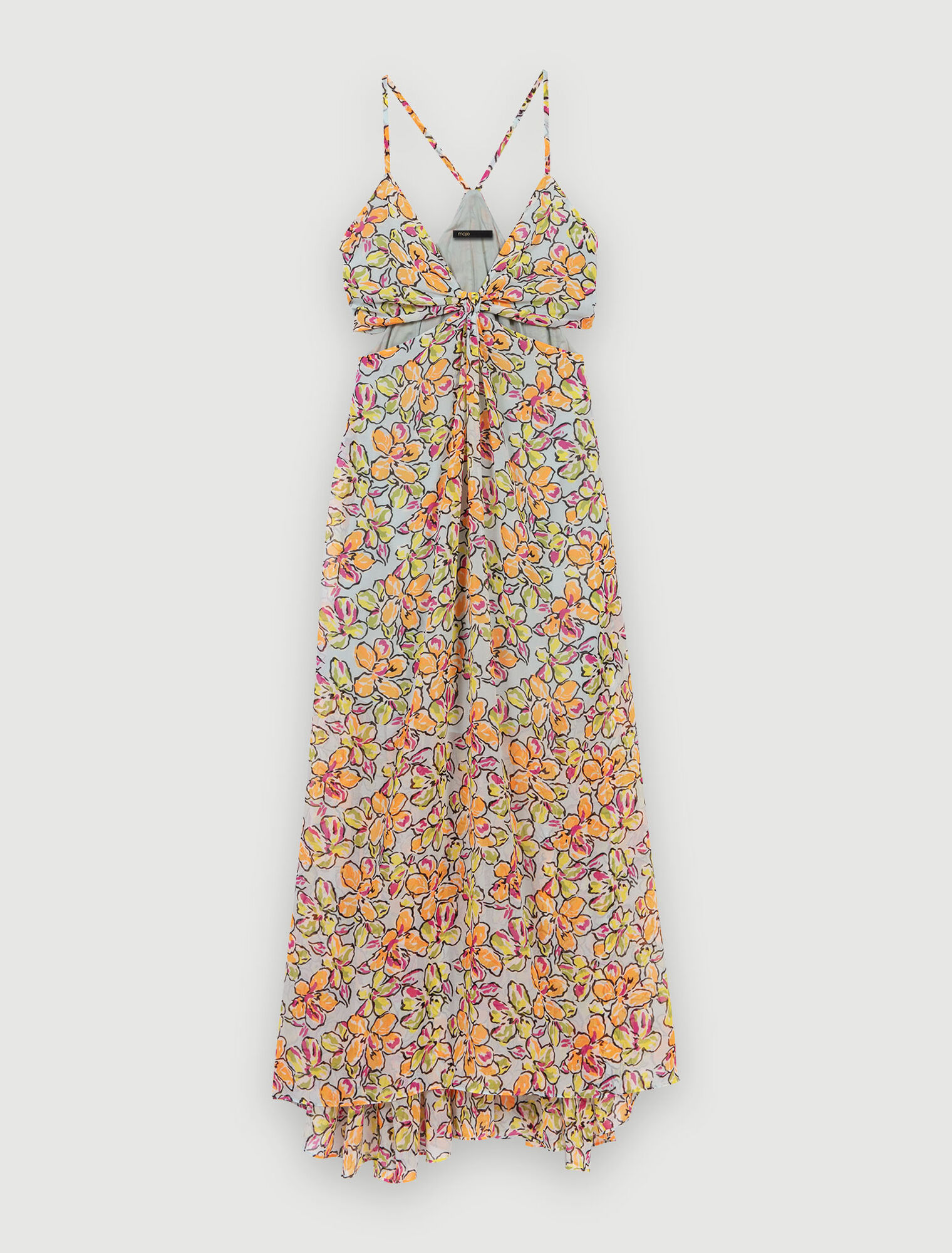 Maxi vestido recortado floral