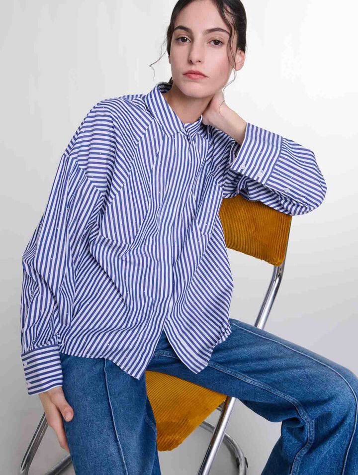 Camisa de rayas con pedrería