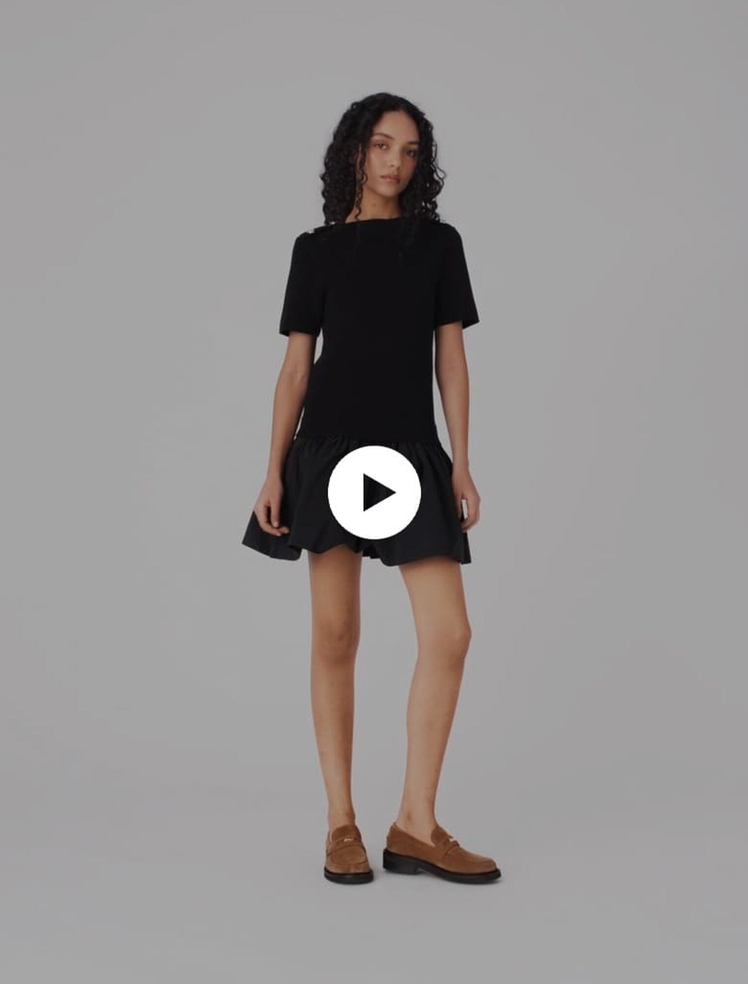 Vestido corto de punto y tafet&aacute;n