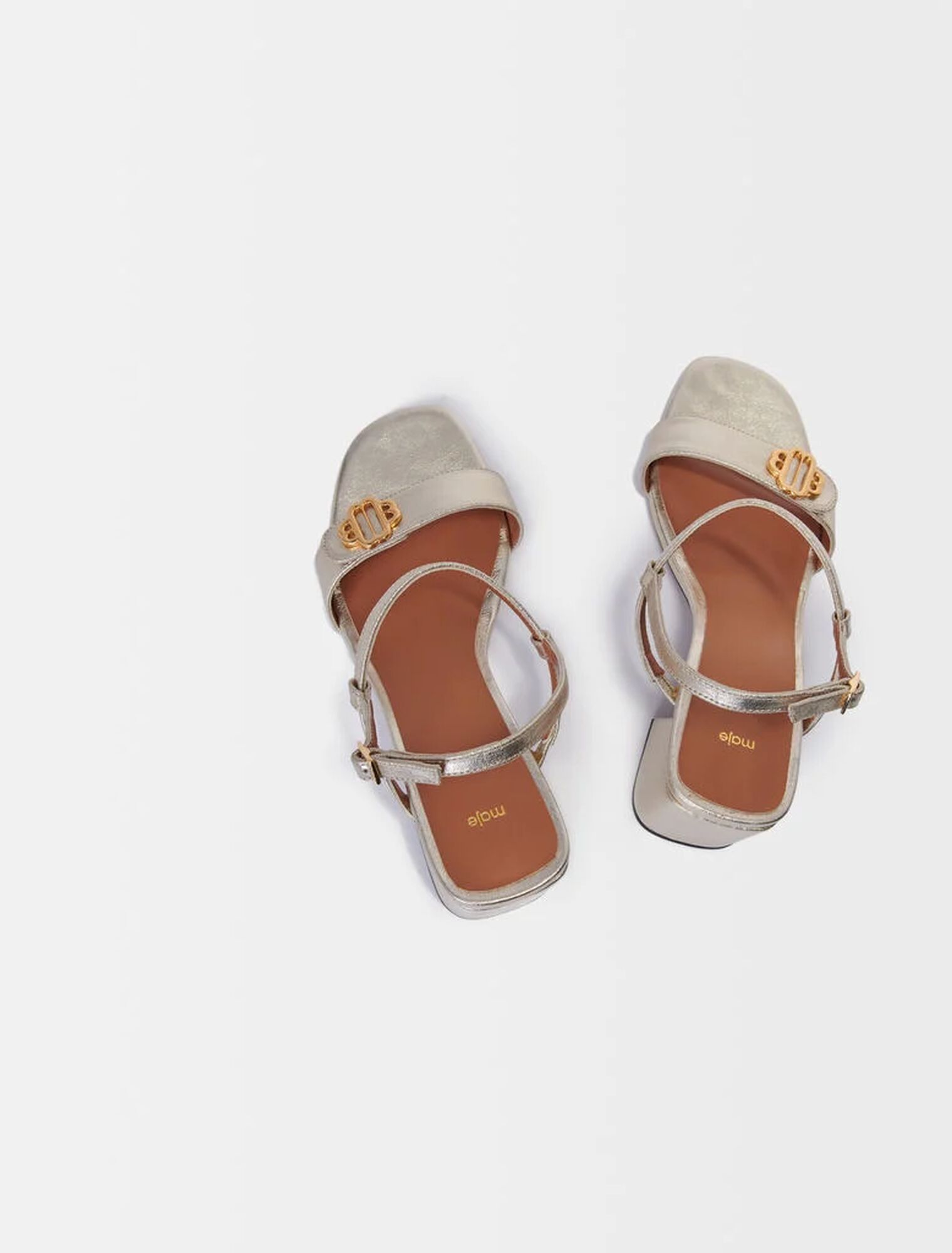 Sandalias de cuero metalizado