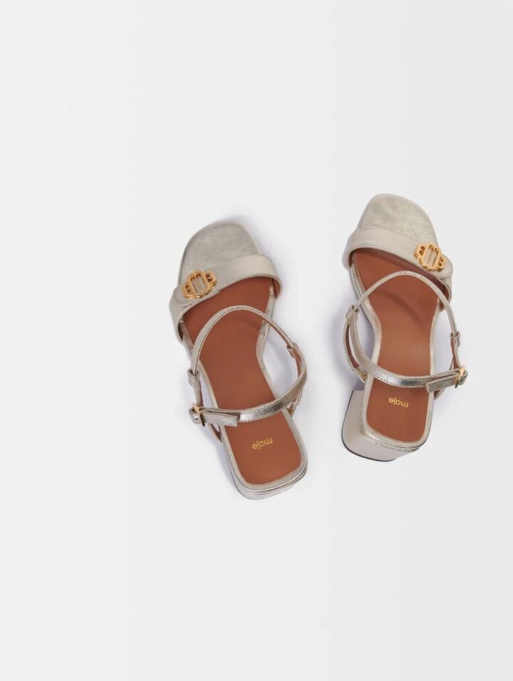 Sandalias de cuero metalizado