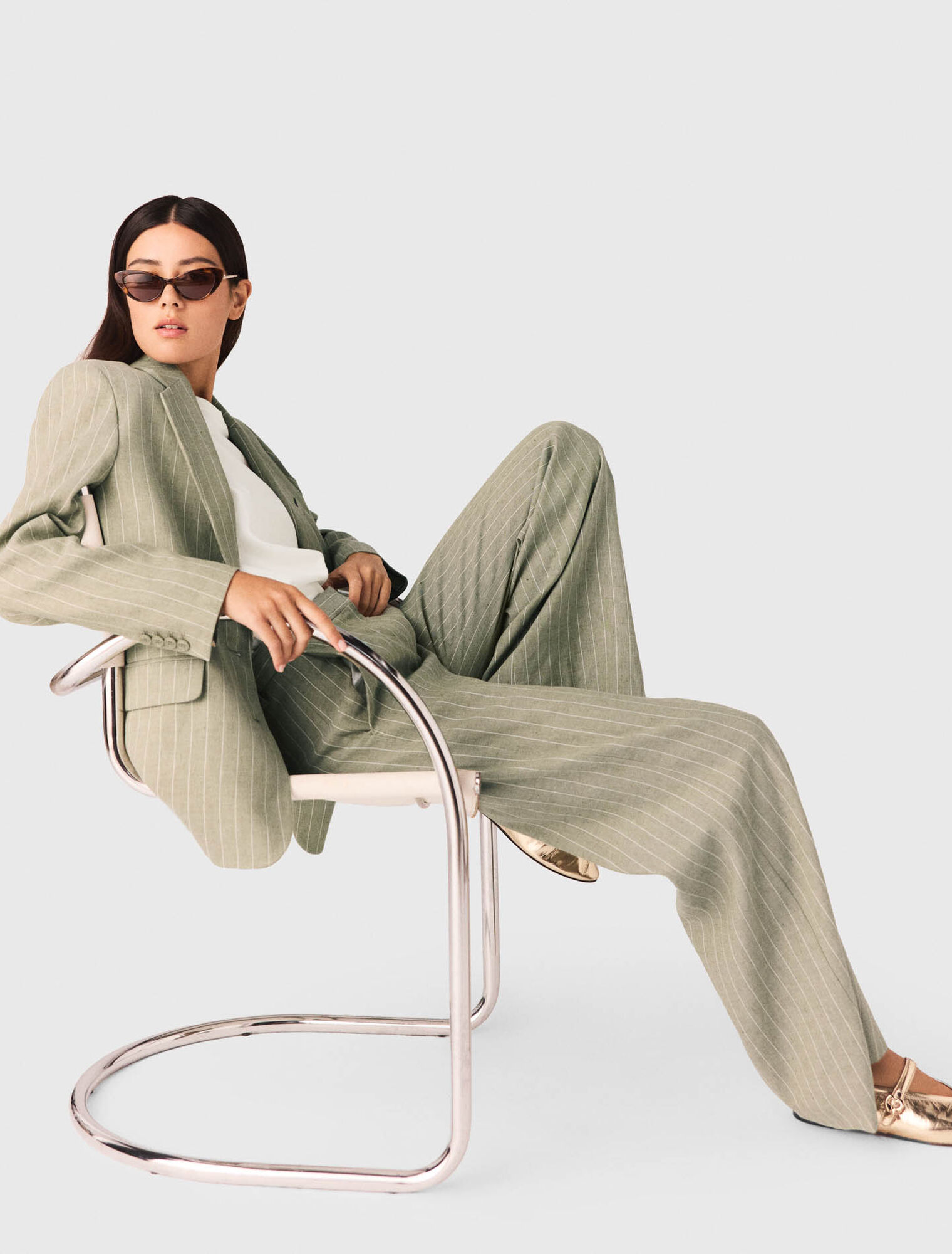 Pantal&oacute;n de traje de mezcla de lino