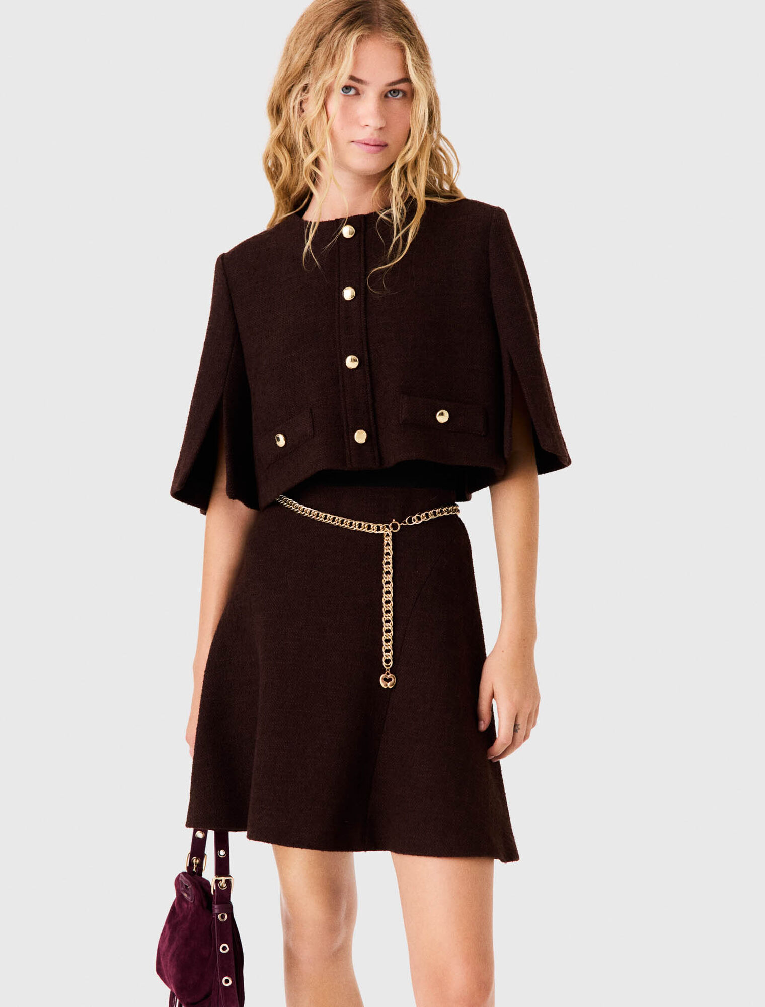 Vestido capa 2 en 1 de tweed