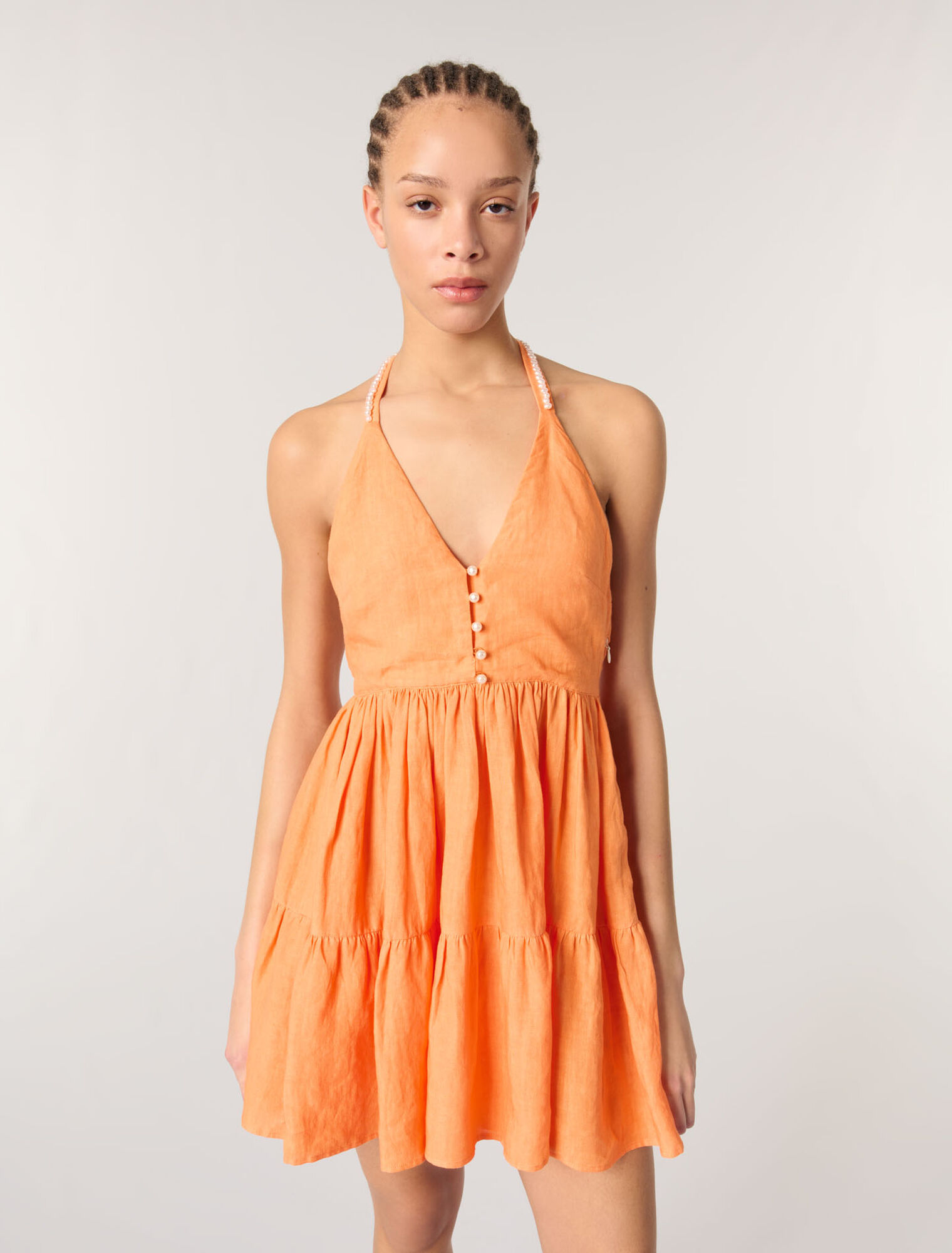 Vestido corto de lino
