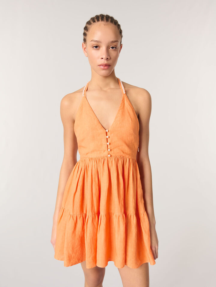 Vestido corto de lino