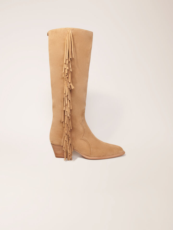 Botas de vaquero de ante con flecos