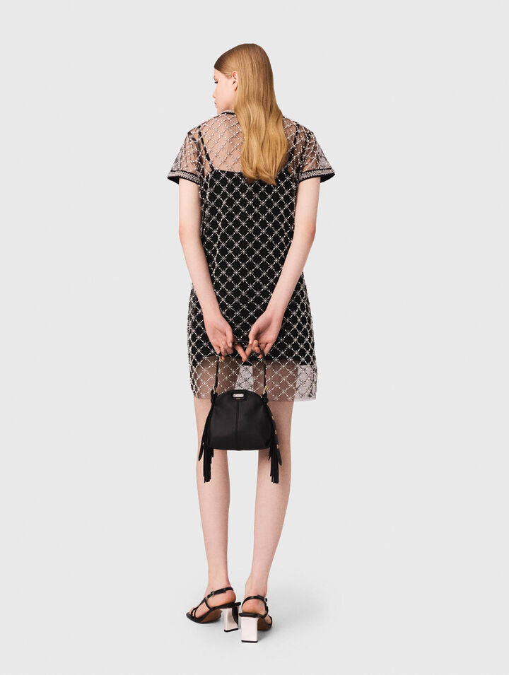 Vestido corto de tul bordado