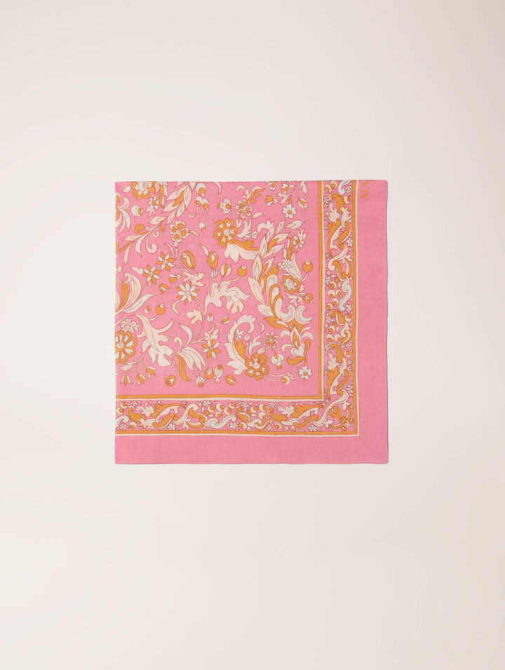 Pañuelo estampado de flores 65 x 65