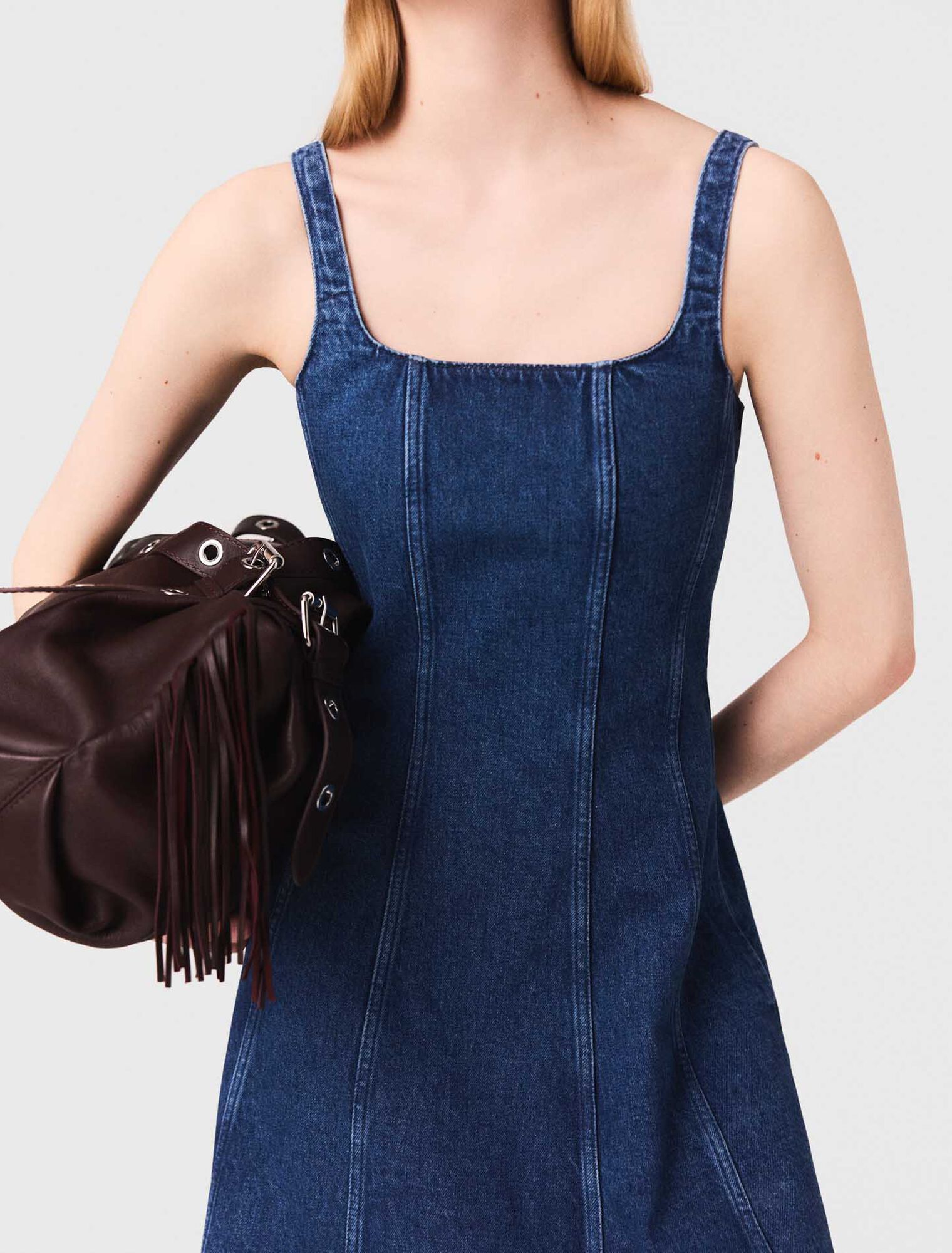 Vestido babydoll largo de denim