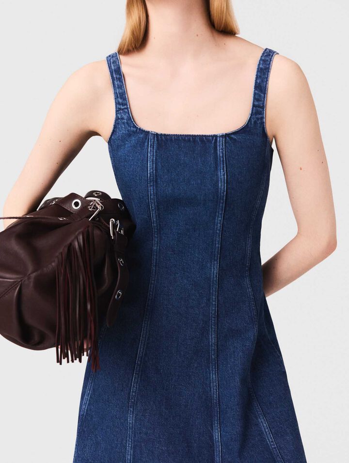 Vestido babydoll largo de denim