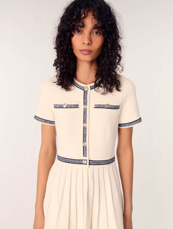 Vestido corto de punto plisado