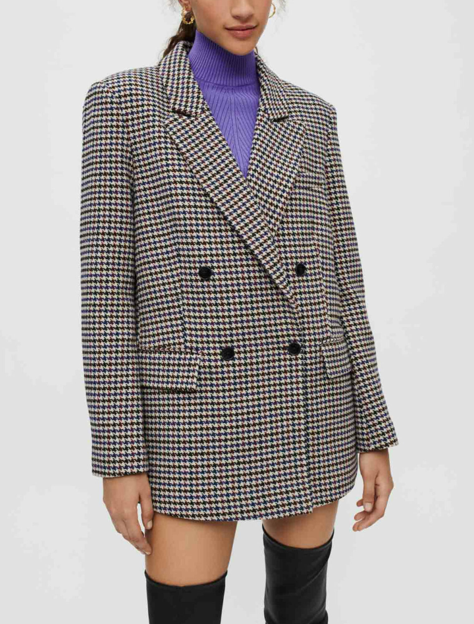 Chaqueta de pata de gallo ancha y gruesa