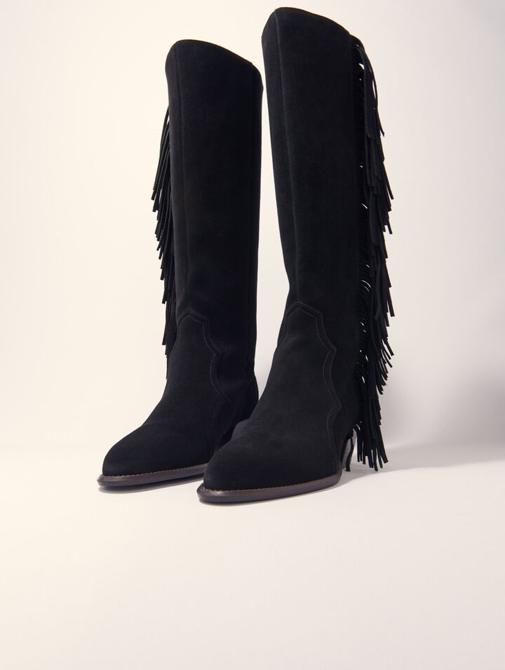 Botas de vaquero de ante con flecos