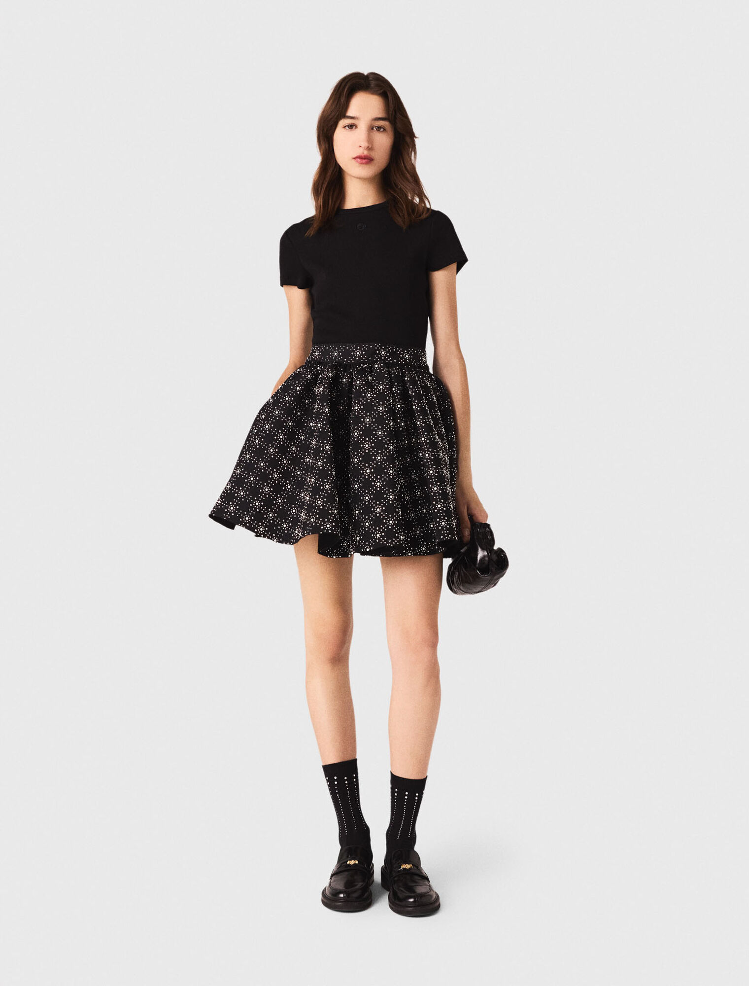 Falda patinadora con perlas y strass