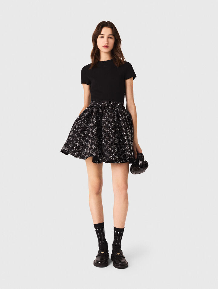 Falda patinadora con perlas y strass