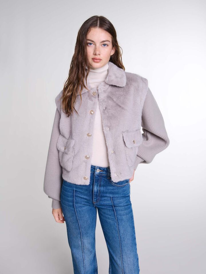 Chaqueta pelo sintético bimaterial