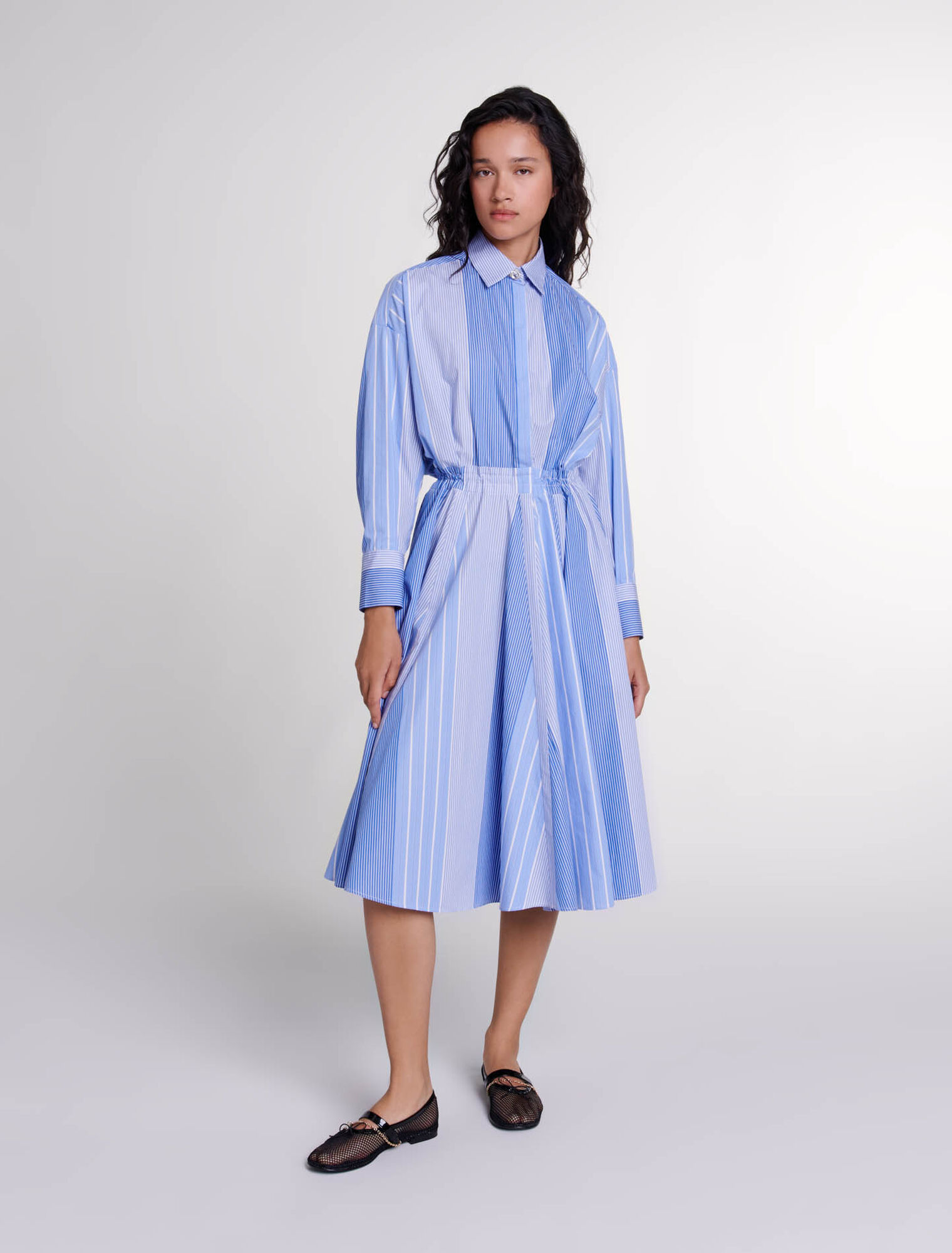 Vestido largo patchwork a rayas 