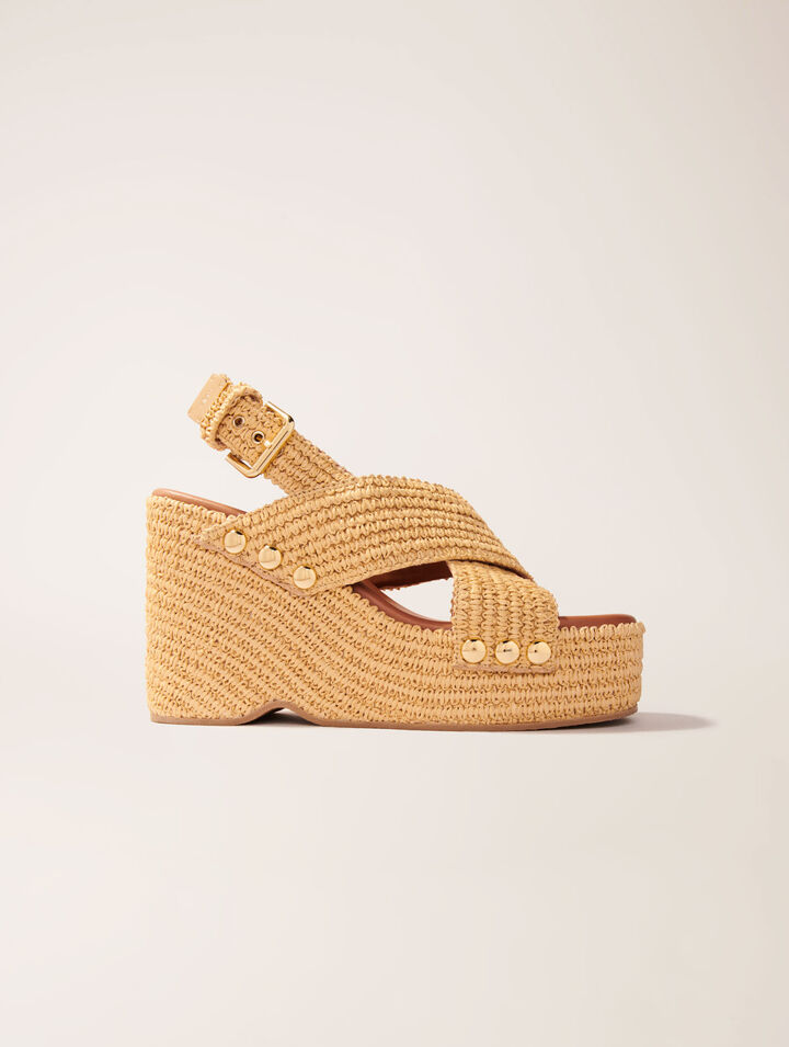 Sandalias de cuña efecto rafia