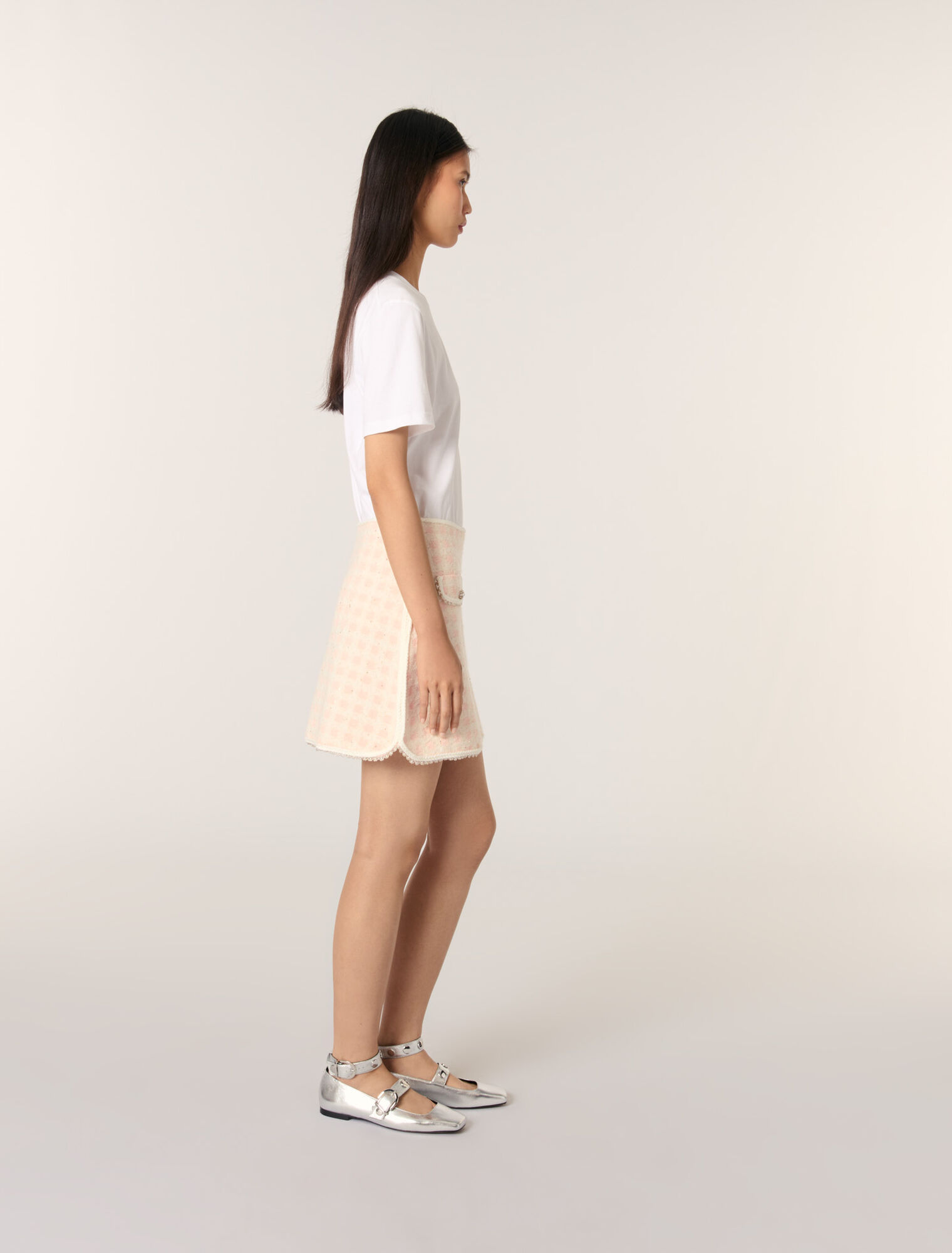 Falda corta de punto efecto tweed