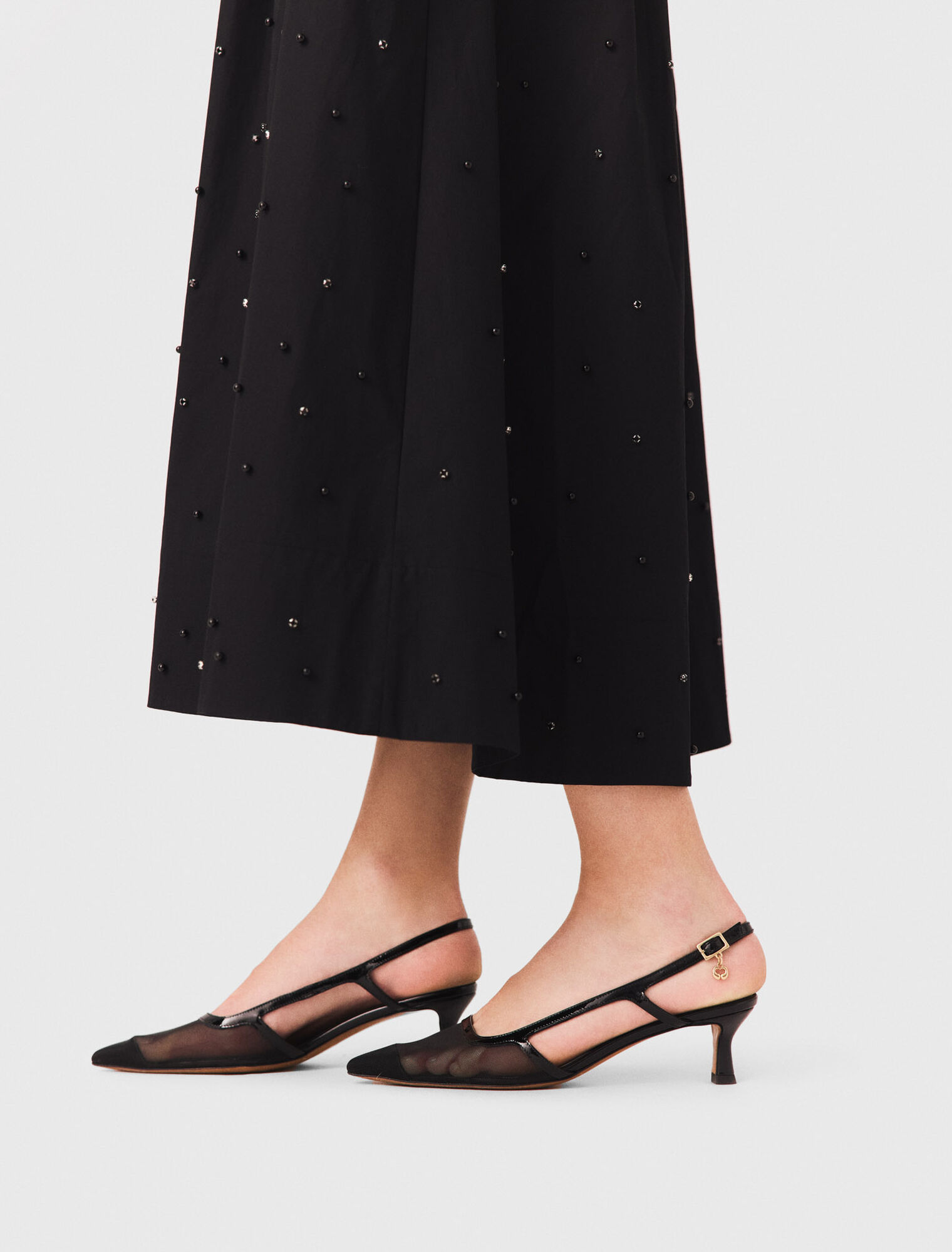 Slingbacks de piel y malla
