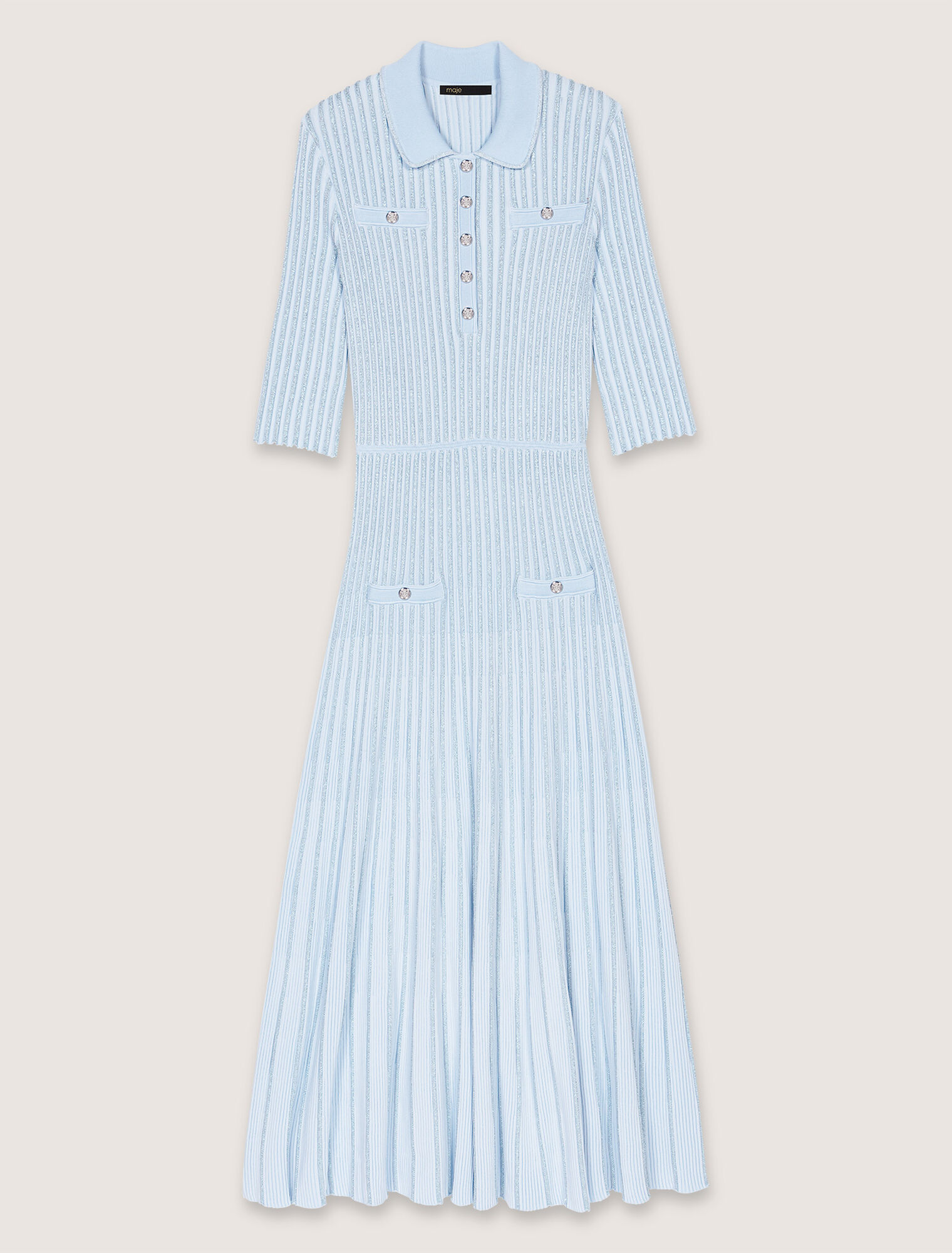 Vestido midi de punto acanalado