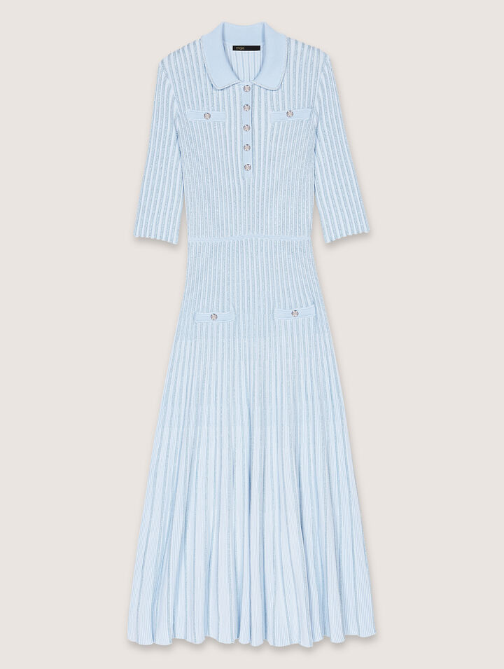 Vestido midi de punto acanalado