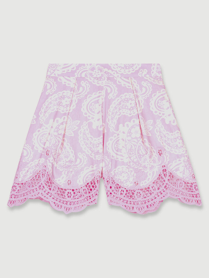 Pantalón corto estampado de lino