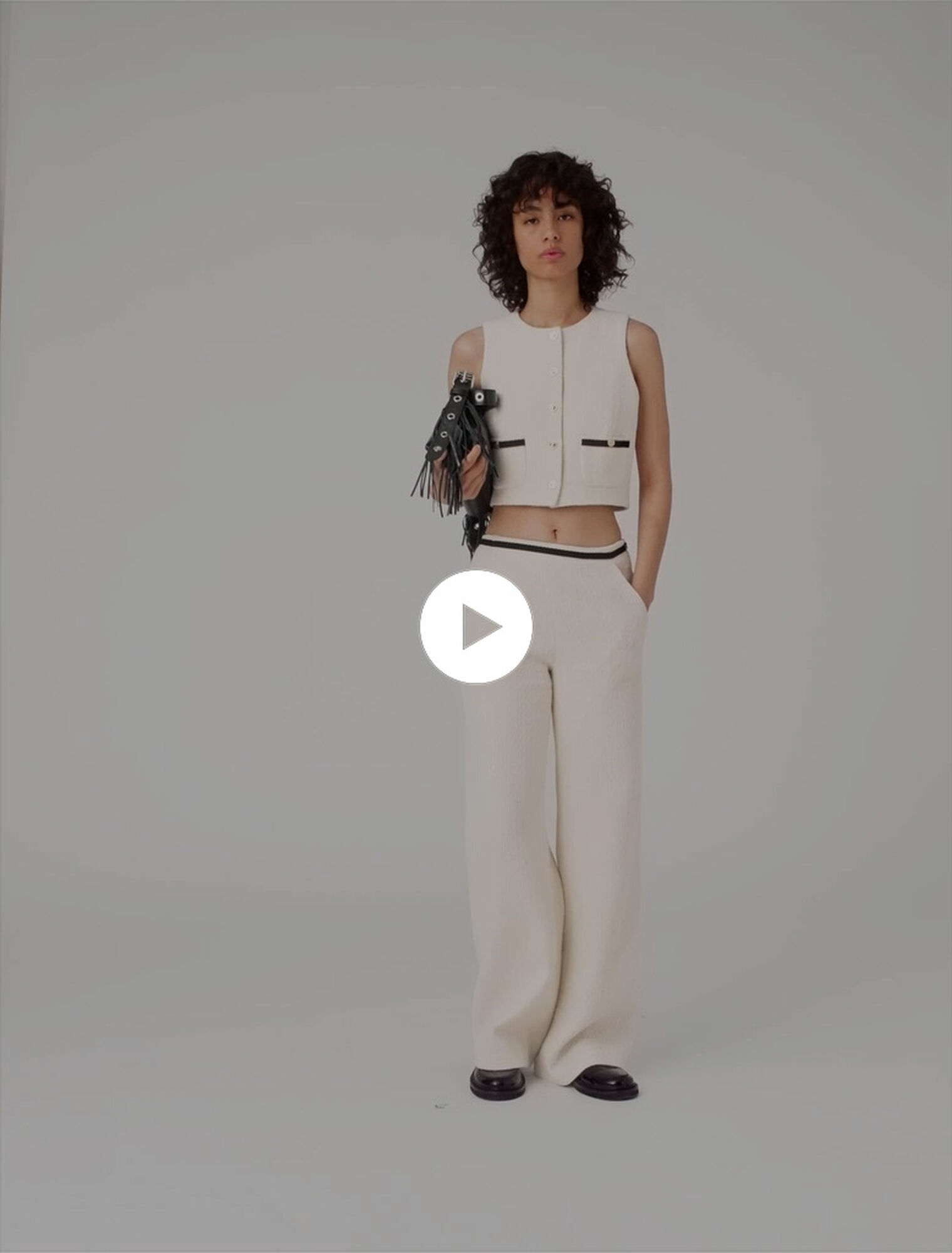 Pantalón anchos efecto tweed