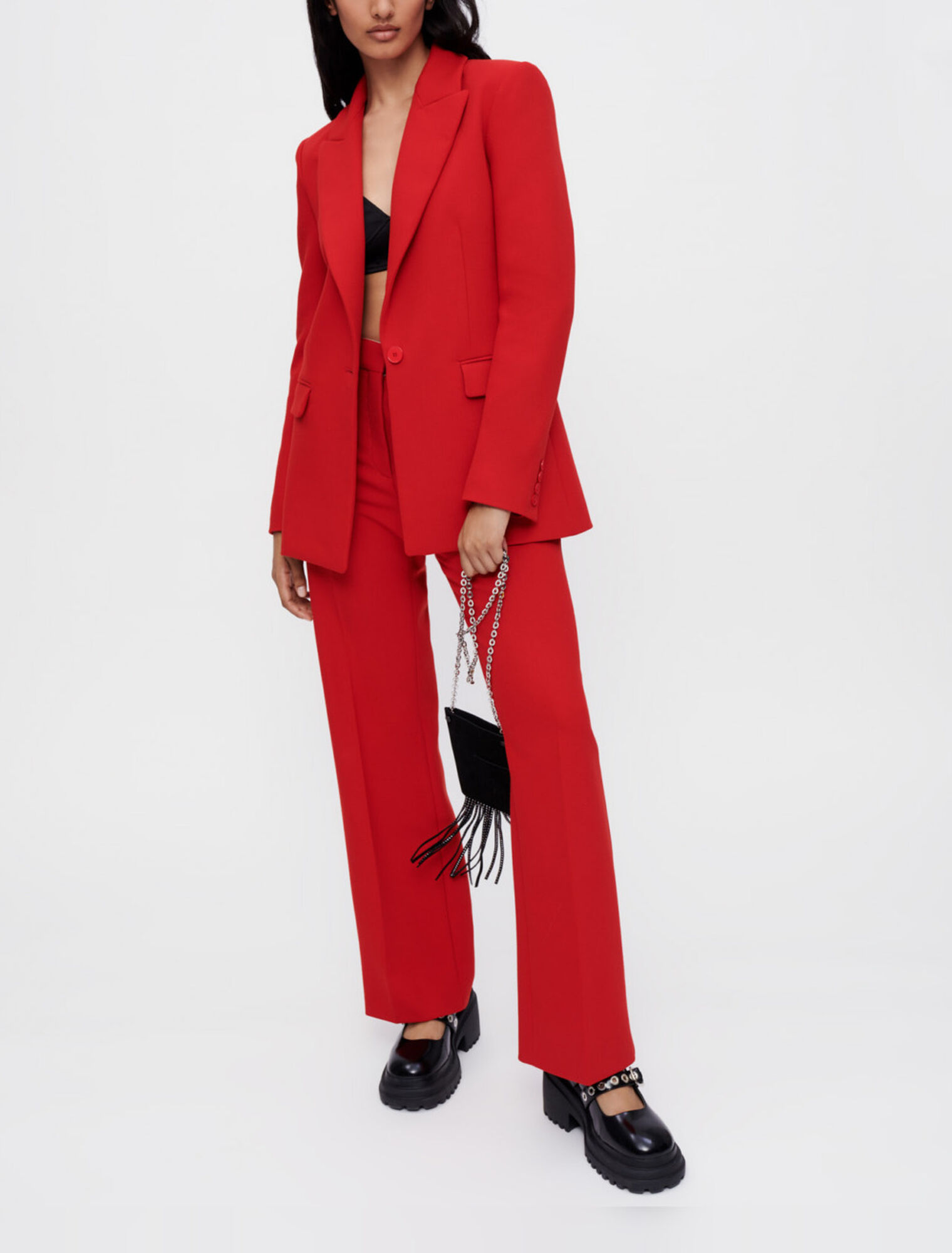 Traje de chaqueta rojo
