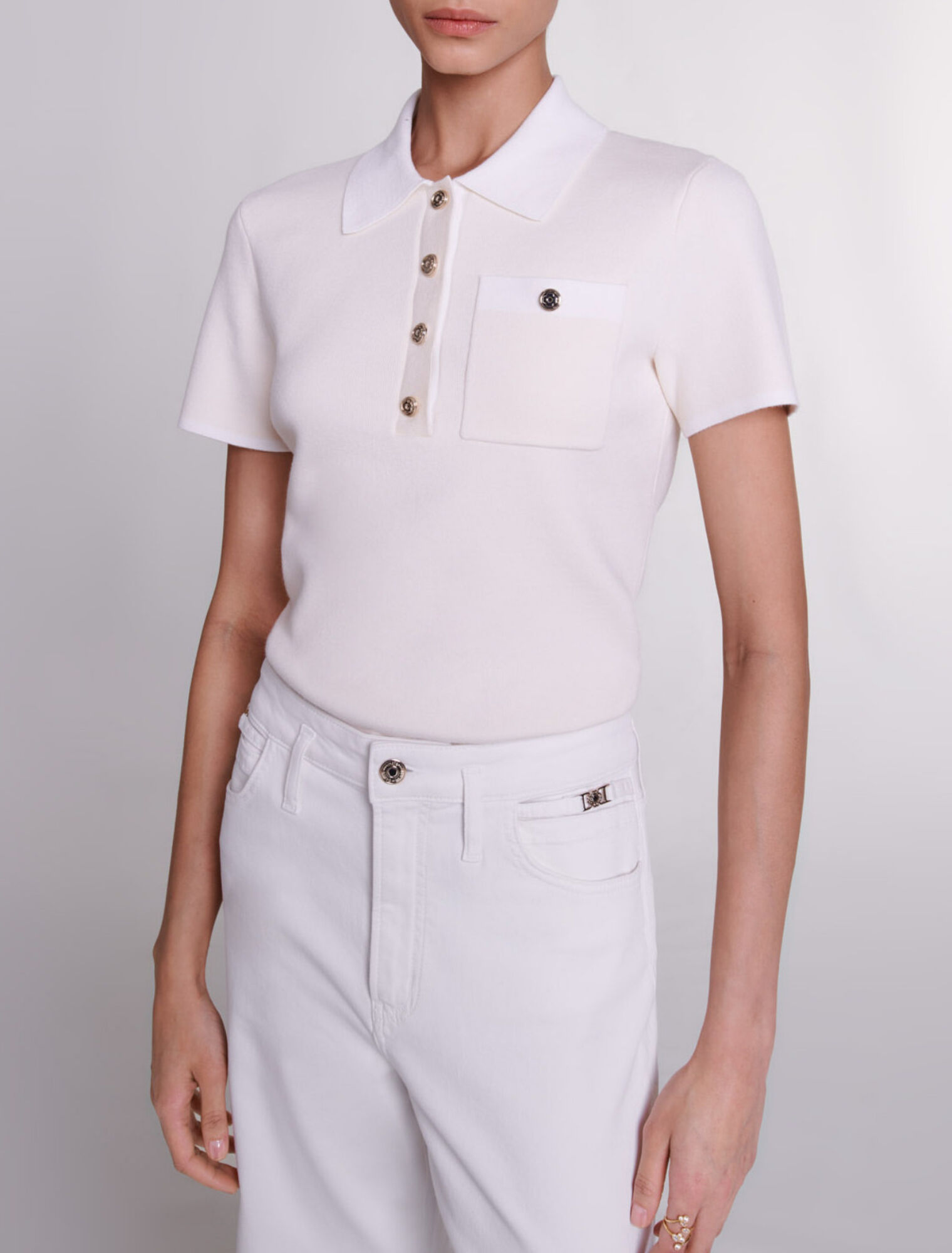 Top de punto cuello de polo
