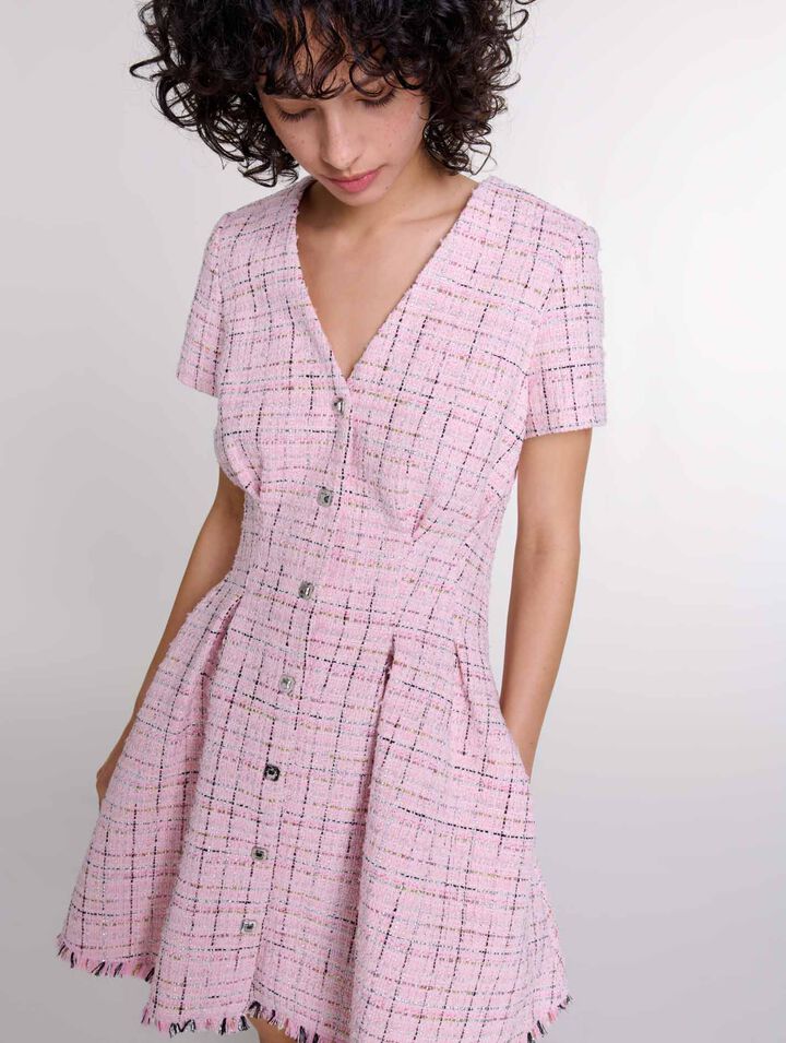 Vestido babydoll de tweed