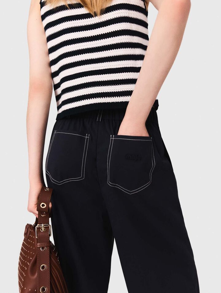 Pantalón algodón con cinturón cuero