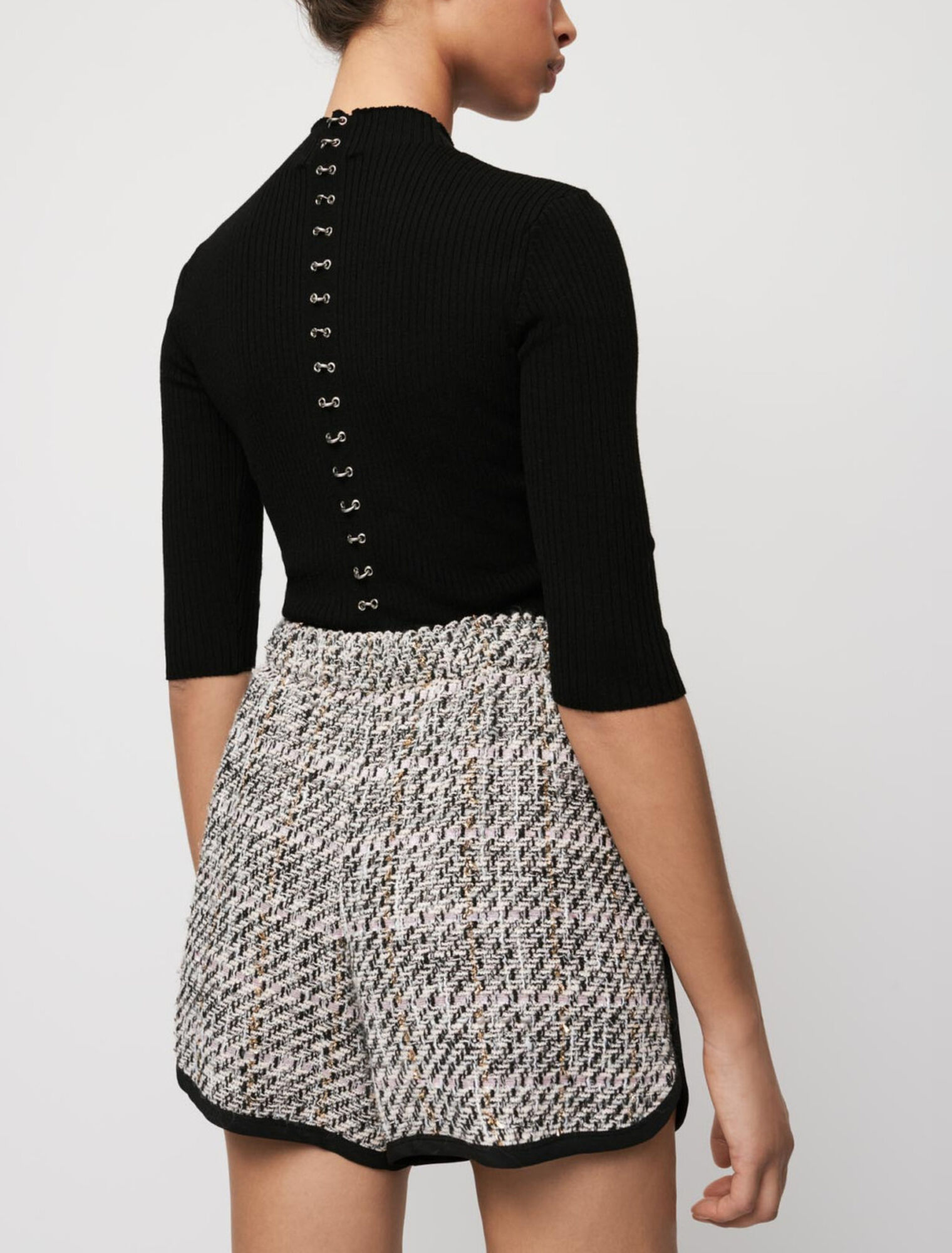 Pantalones cortos de tweed en contraste