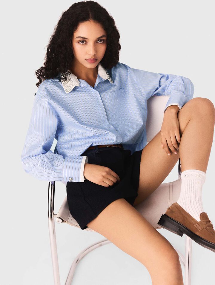 Camisa con cuello joya desmontable