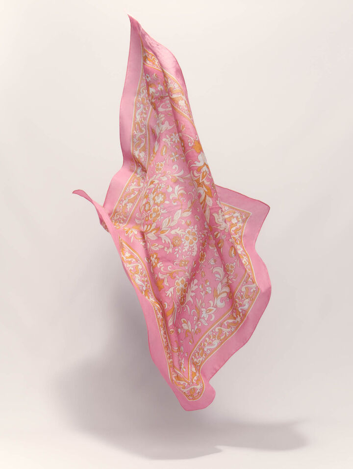 Pañuelo estampado de flores 65 x 65