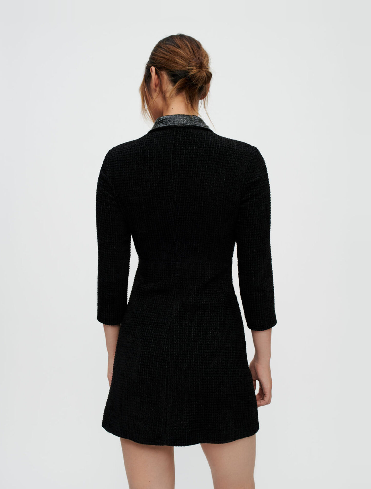 Vestido de tweed de terciopelo y vinilo