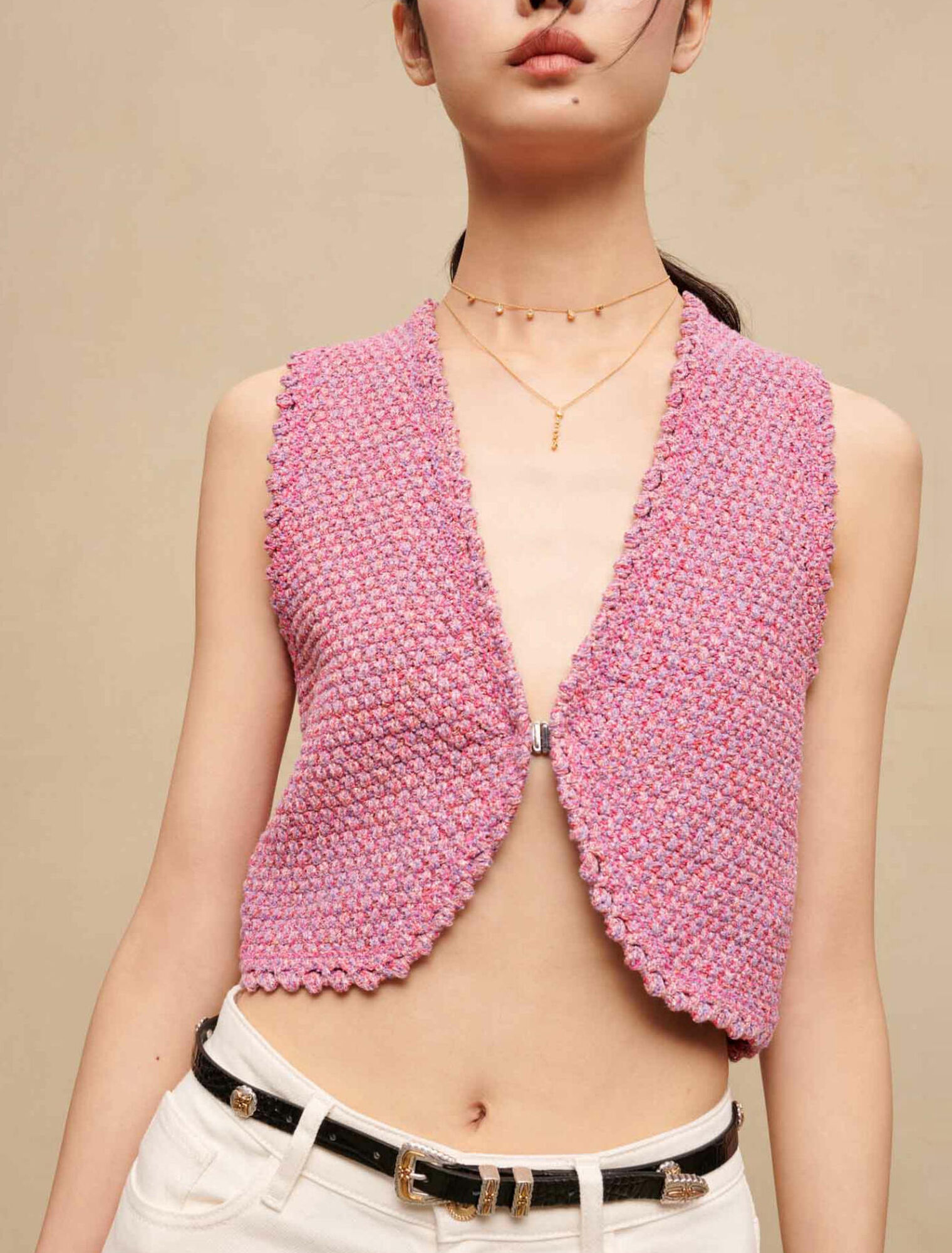 Top corto de tweed