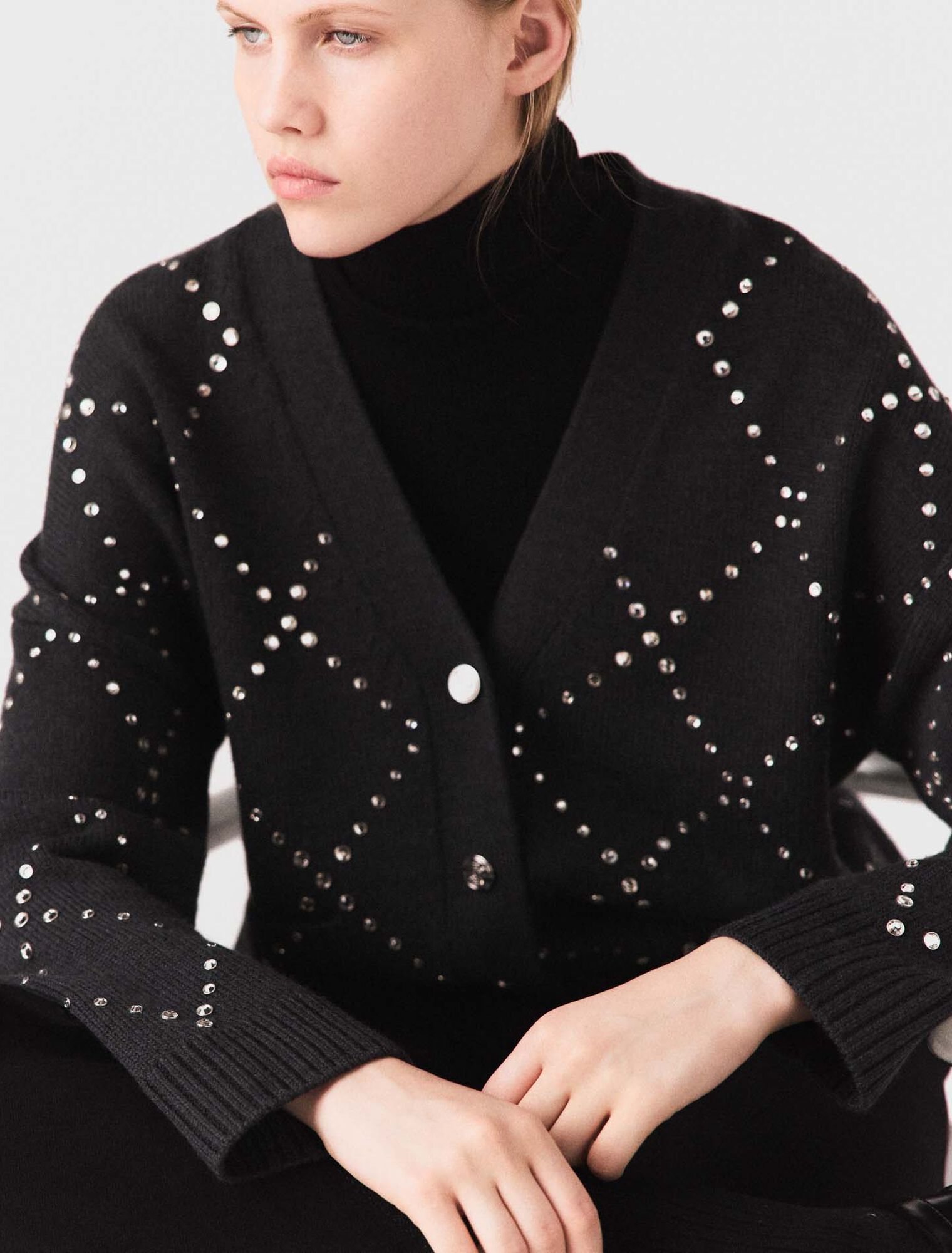 Cárdigan de cuadros con strass