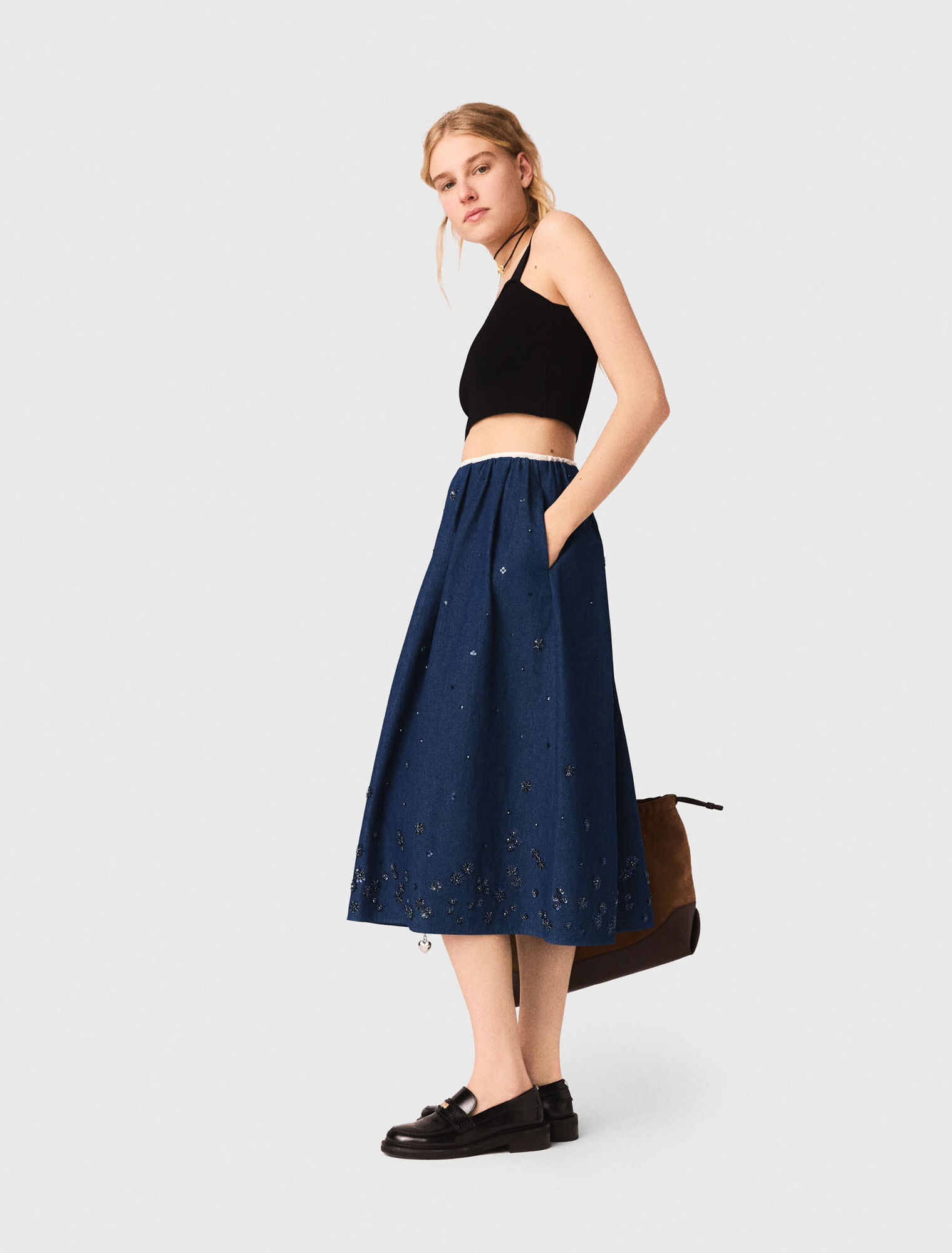 Crop top de punto con tirantes