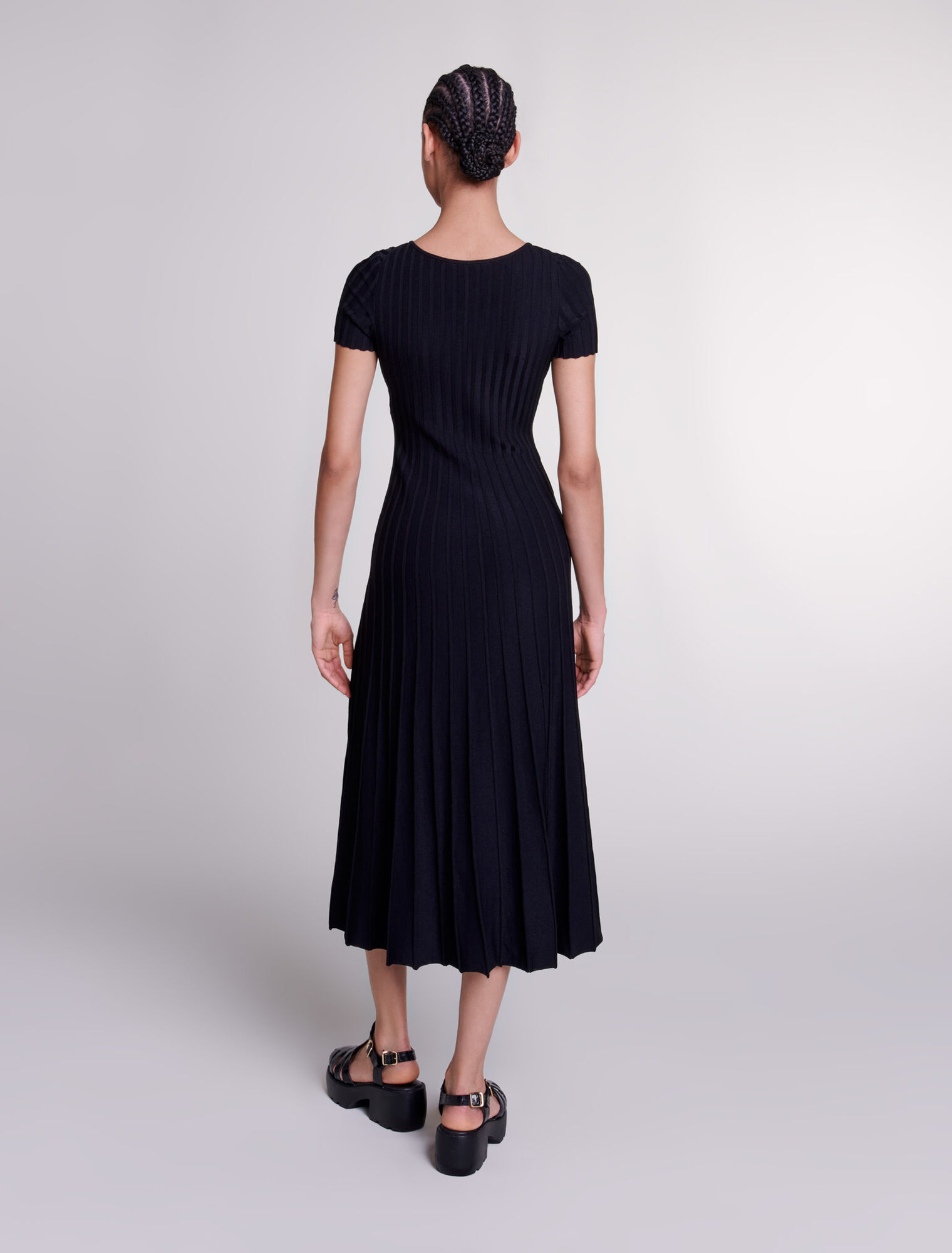 Vestido largo de punto de canalé