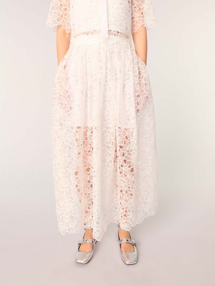Falda larga en guipur floral