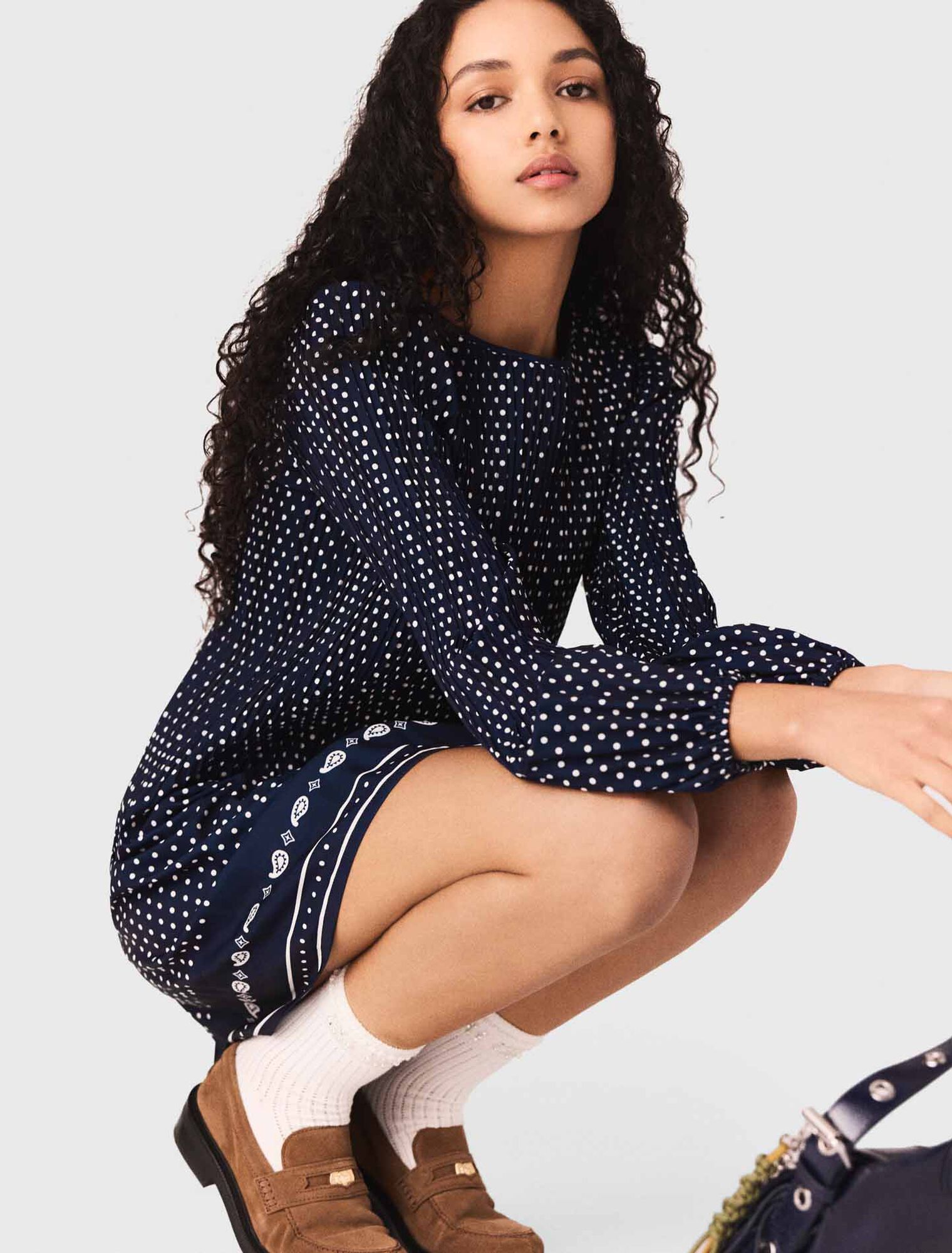 Vestido plisado estampado